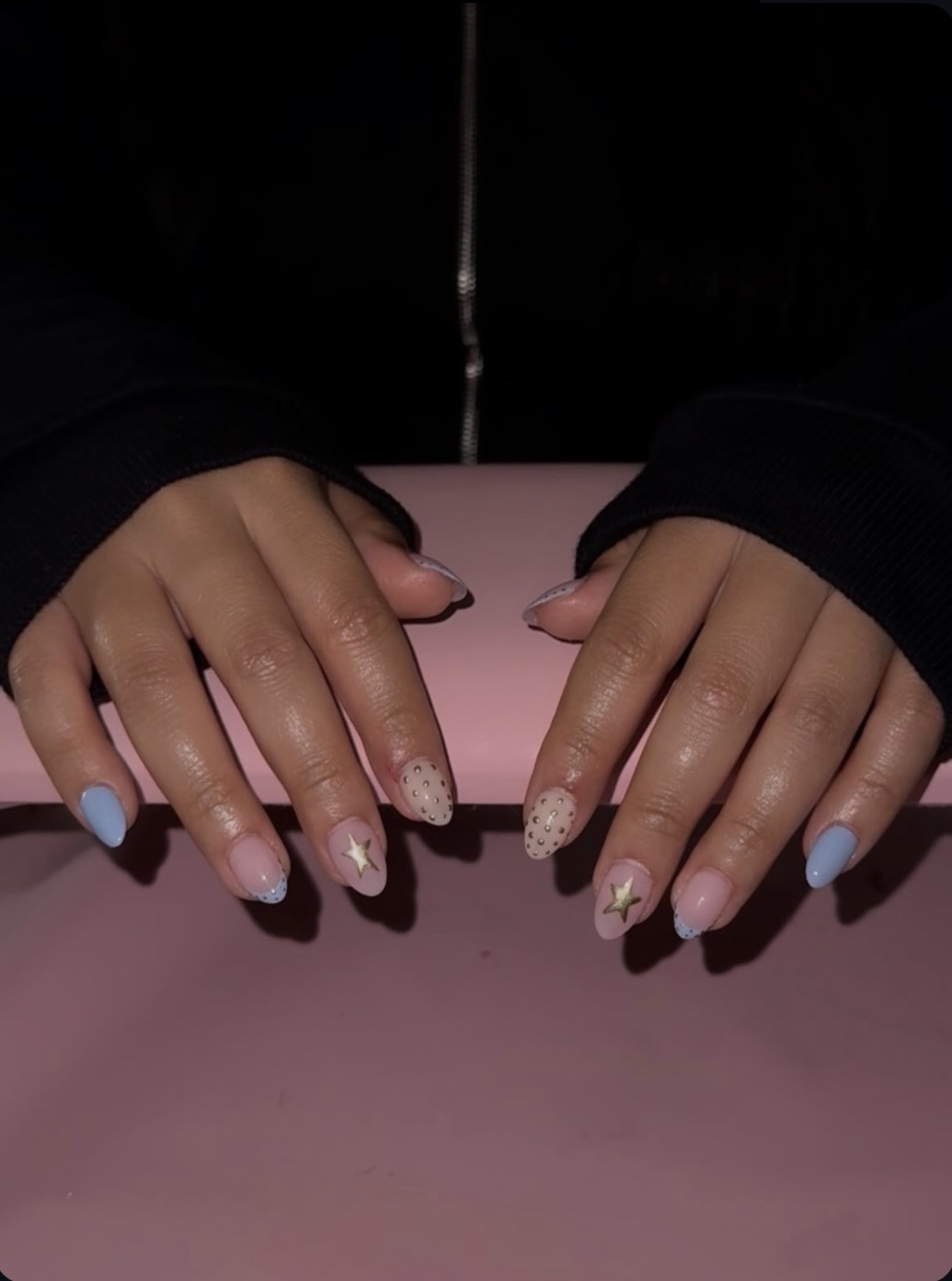 Powder blue with gold star accent