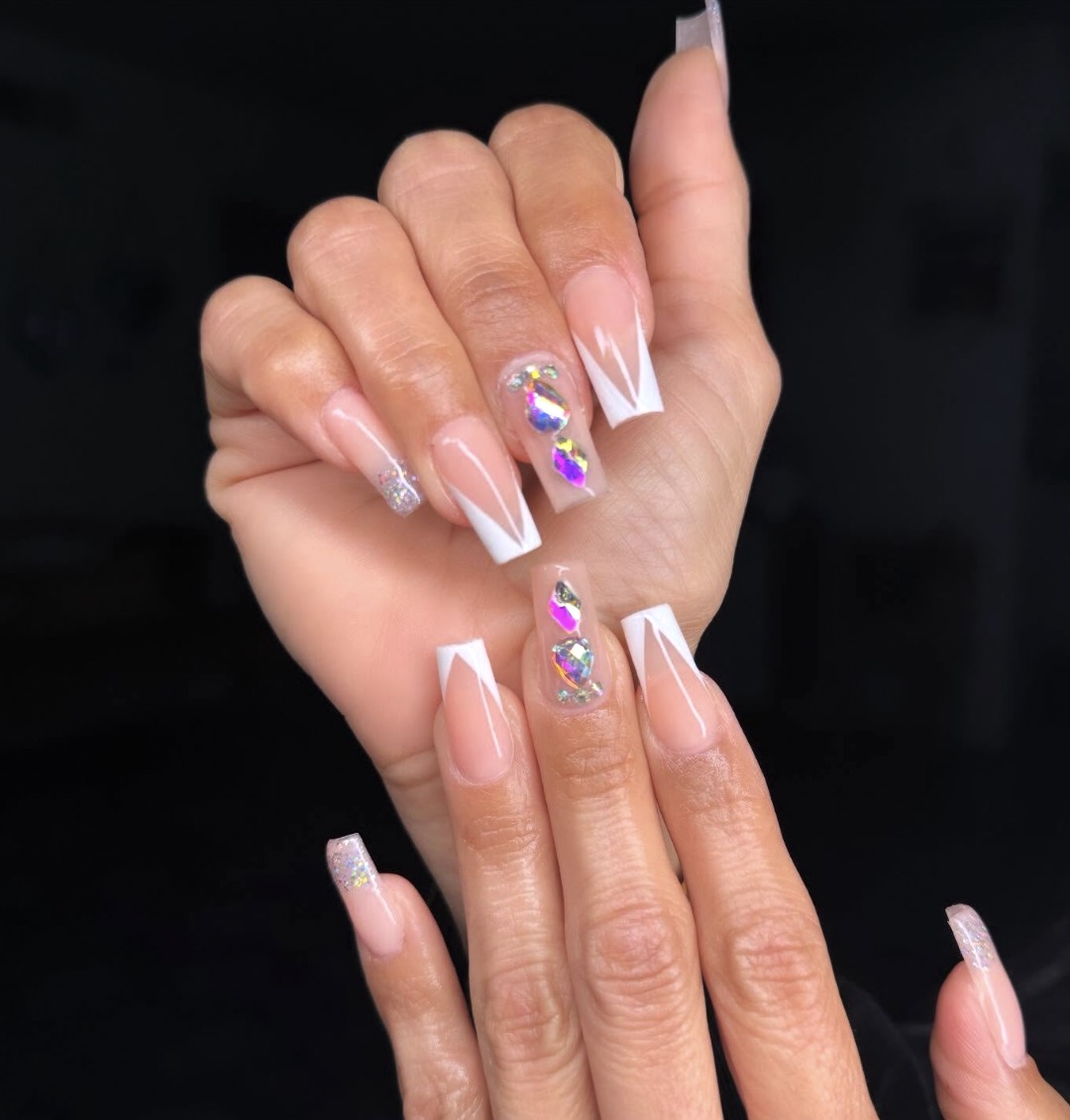 White french with gems